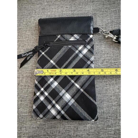 Thirty One Pinch Top Wristlet Black Pick Me Plaid - Picture 3 of 5